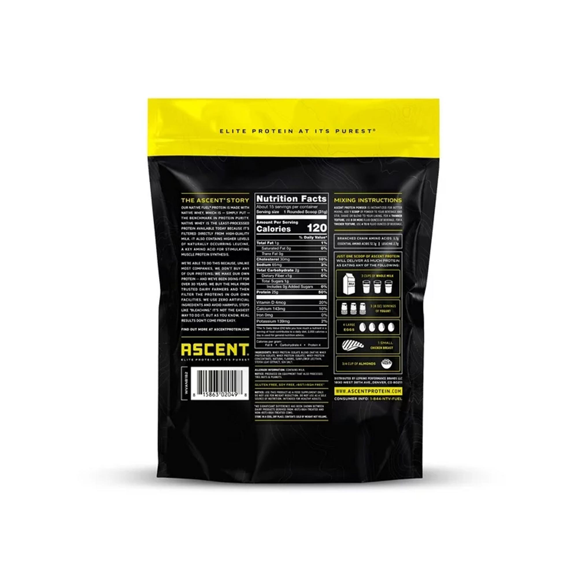 Ascent Native Fuel Whey Protein Powder, Vanilla Bean, 1 lb â Image 2