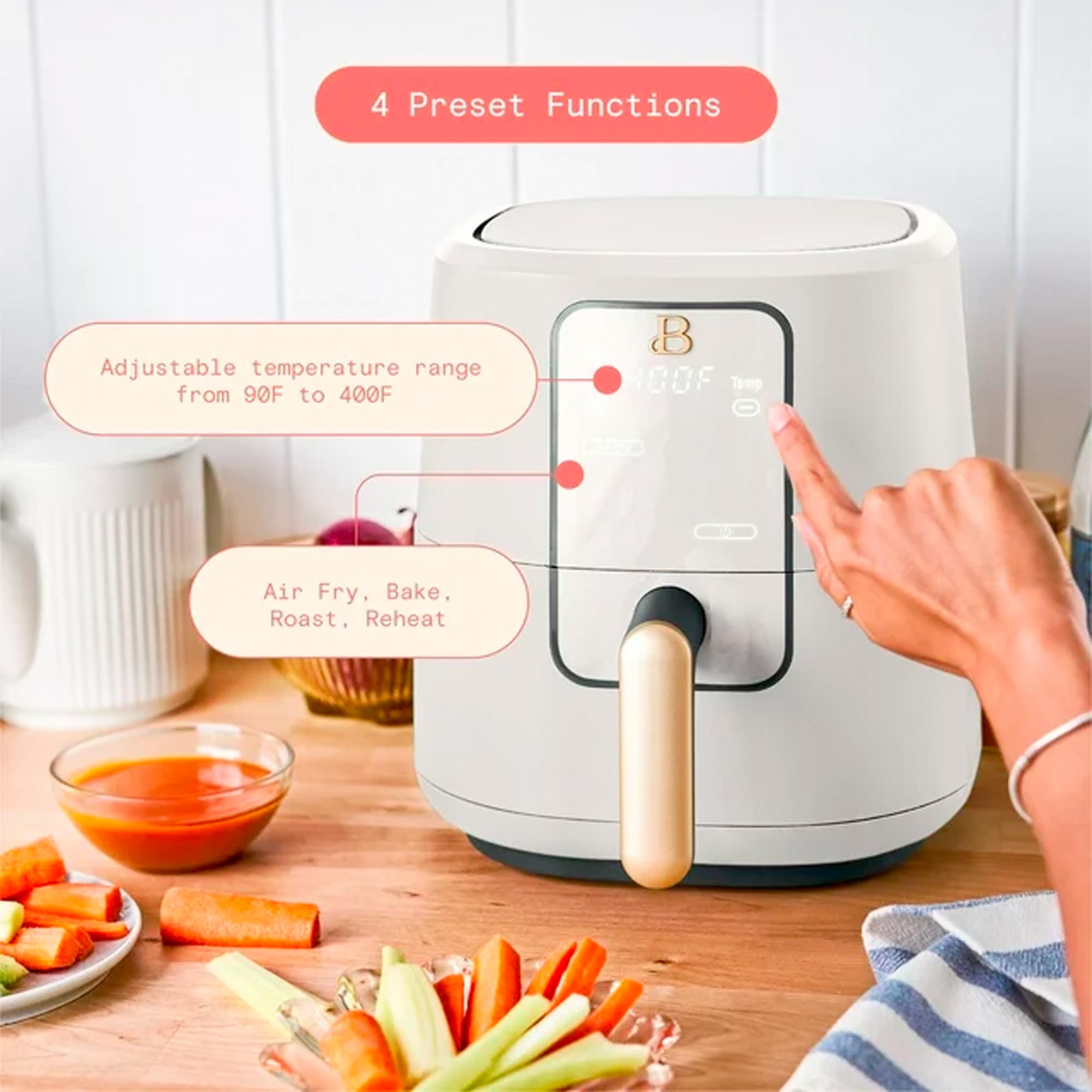 Beautiful 3 Qt Air Fryer with TurboCrisp Technology, White Icing by Drew Barrymore â Image 2