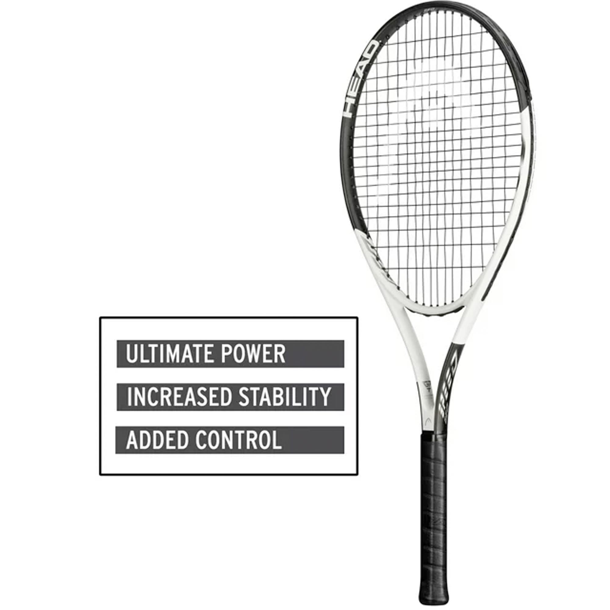 Geo Speed Adult Tennis Racquet, Pre-Strung, Black_White, 10.4 oz. Weight, 105 Sq. in. Racquet Head Size – Image 3