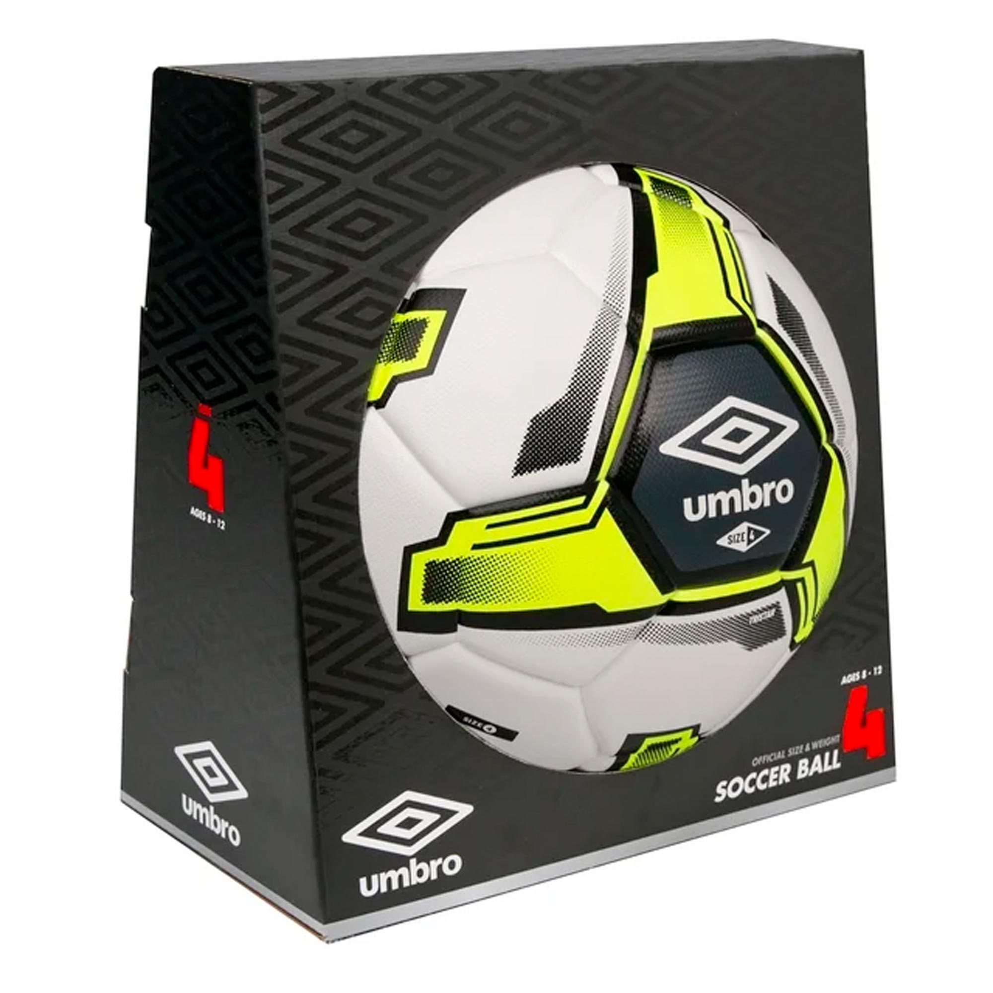 Umbro Tristar Size 4 Youth and Beginner Soccer Ball, White_Black_Yellow â Image 3