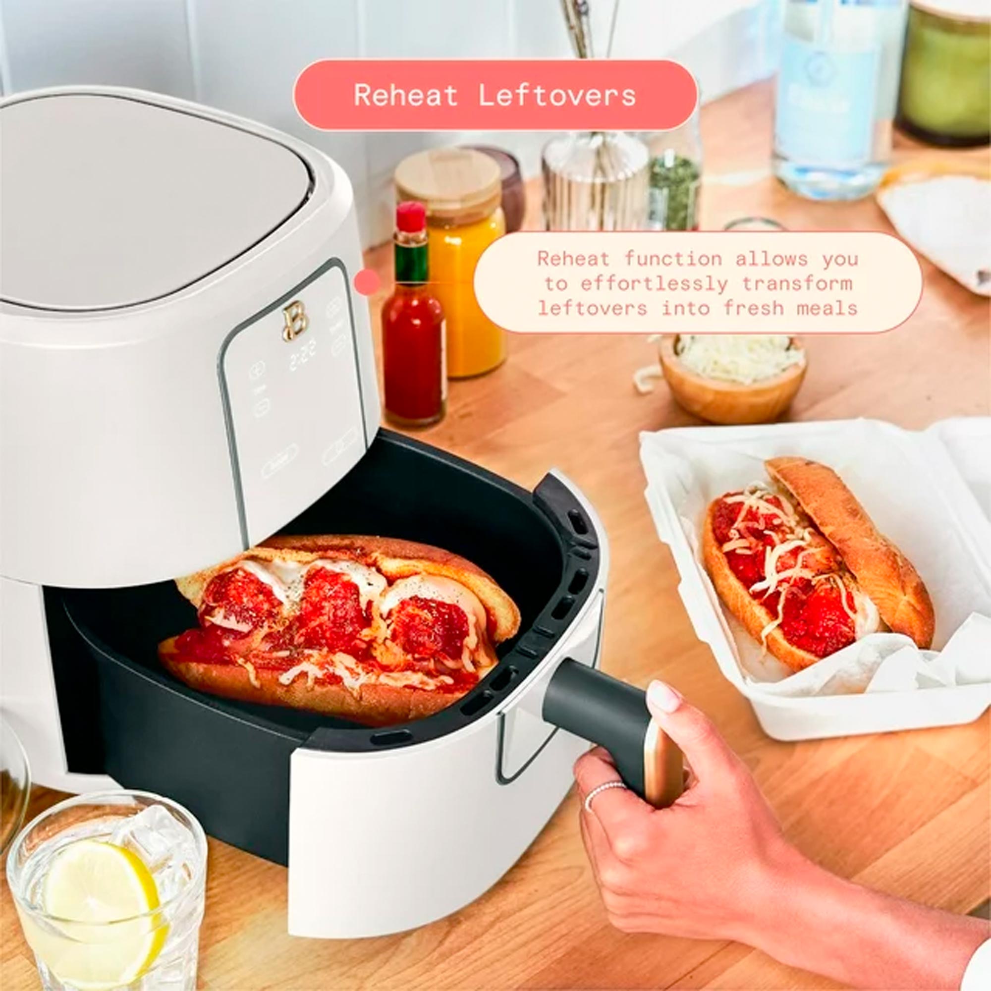 Beautiful 3 Qt Air Fryer with TurboCrisp Technology, White Icing by Drew Barrymore â Image 3